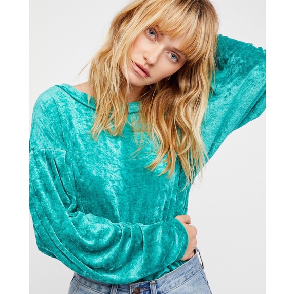 Free People Tops - NWT Free People Teal Velvet Milan Top